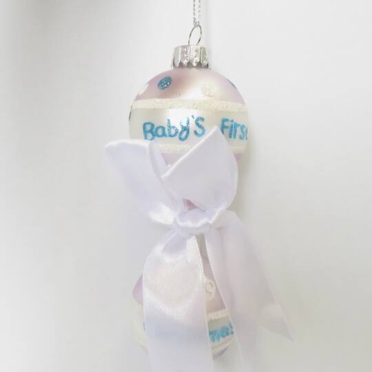 Baby Boy's First Christmas 2023 Glass Ornament - 5"